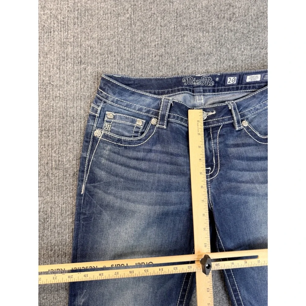 Miss Me Signature Boot Jeans 29 Blue Denim Embroidered Y2K Bootcut Stretch Women